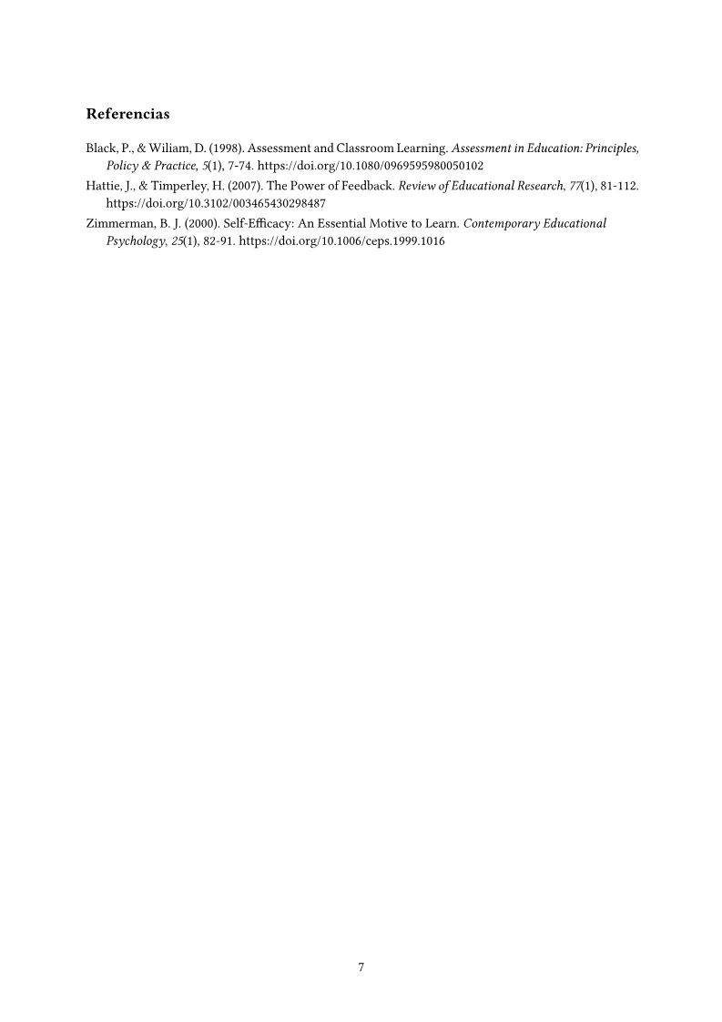Ensayo académico, page 7: Sofía Navarro's essay on formative feedback and self-regulated learning, Complutense University of Madrid